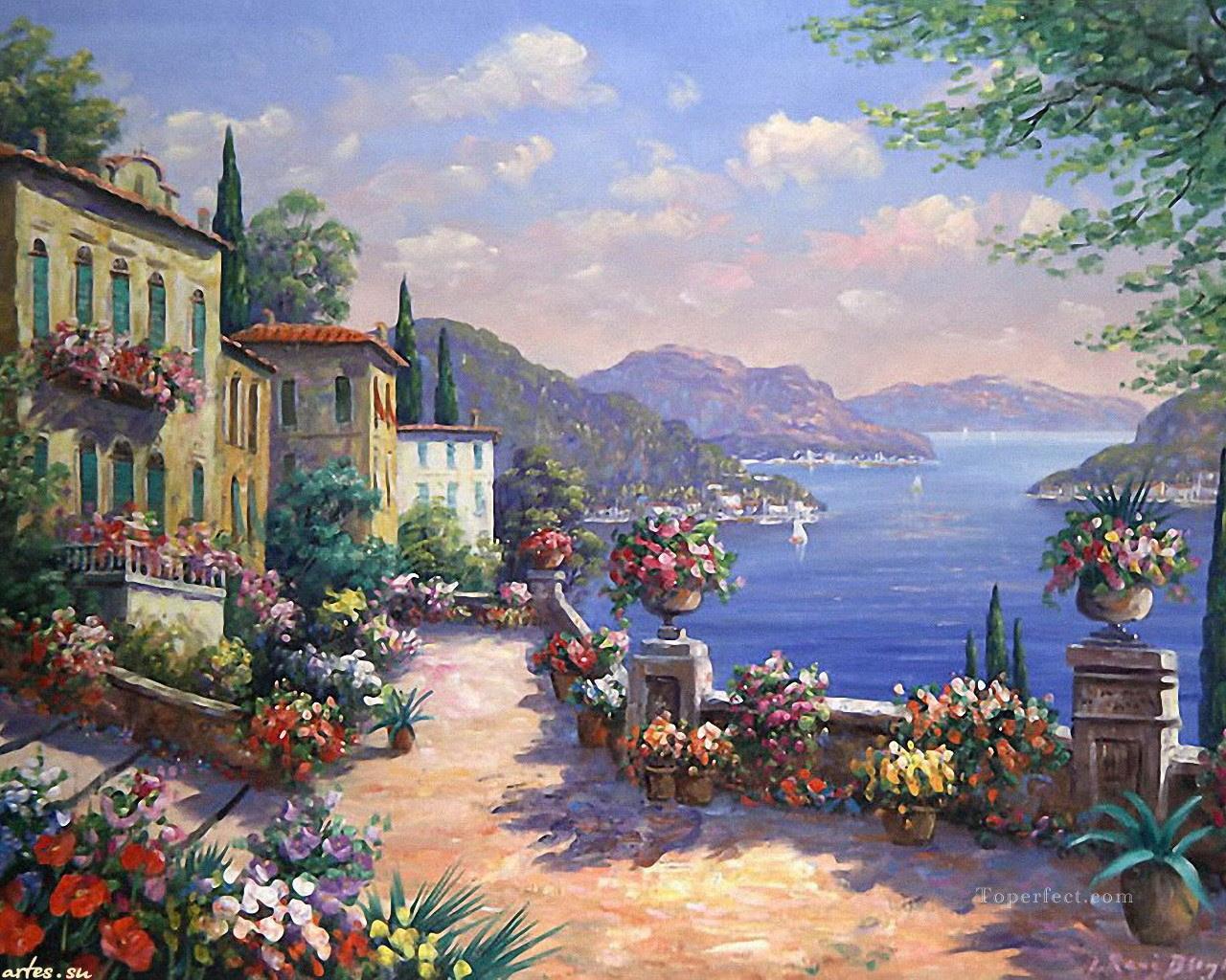 地中海 17 印象派の花油絵